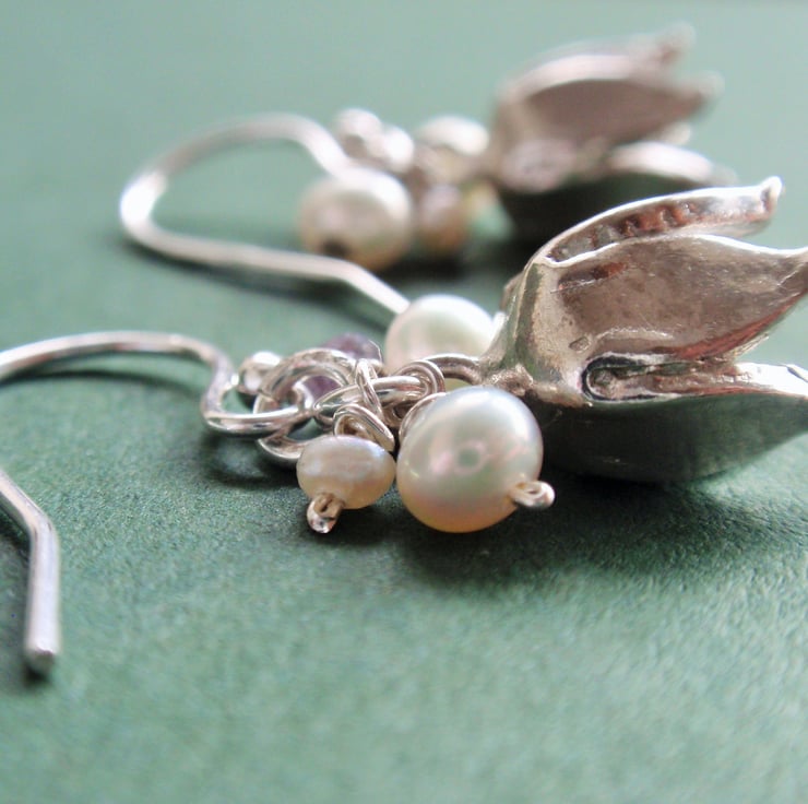 Sterling Silver Amethyst Flower Earring