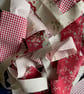 Patchwork stripe needle case made from Tilda fabric in shades of red and natural - Image 7