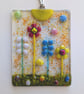 Artist made Fused Glass Flowers Suncatcher.