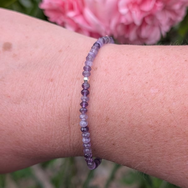 Faceted amethyst stretch bracelet, February birthday