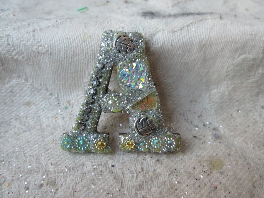 Mosaic Alphabet letter brooches