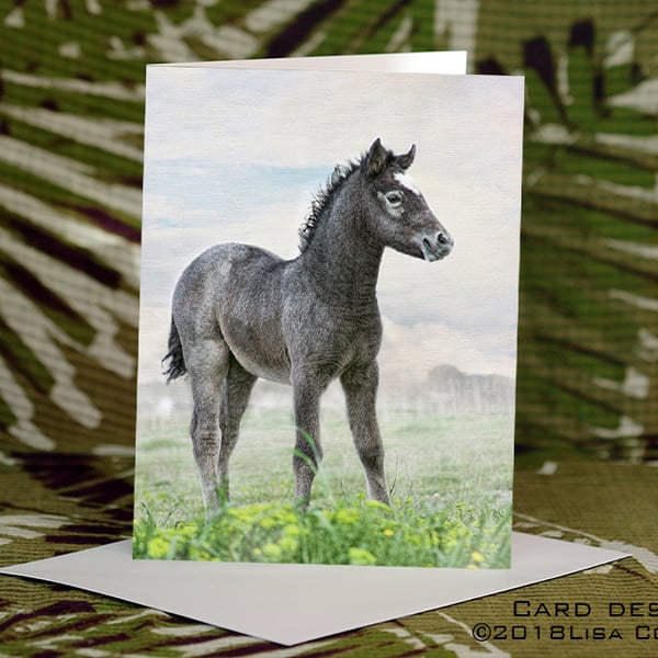 Exclusive Handmade Cute Foal Greetings Card on Archive Photo Paper