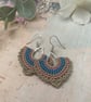 Boho micro macrame fan shaped beaded tear drop earrings, boho girl gift  - Image 2