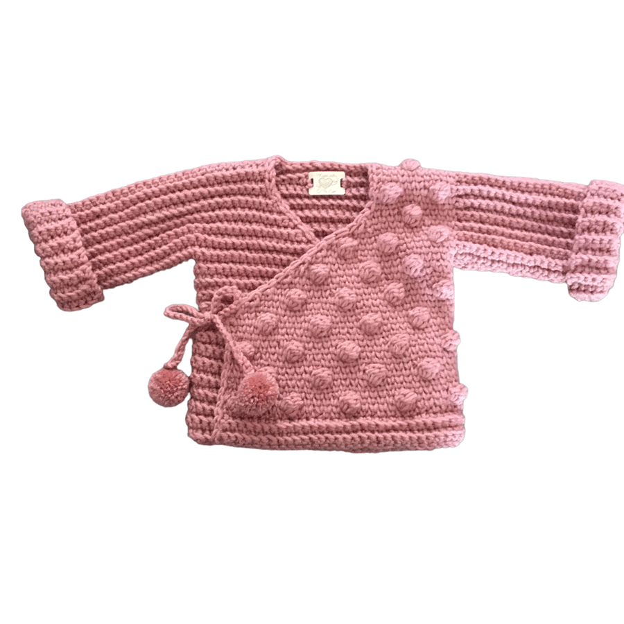 Crocheted baby wrap cardigan 0-3 months