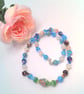 Blue Green and White Millefiori Bead Necklace, Millefiori Necklace, Gift for Her - Image 8