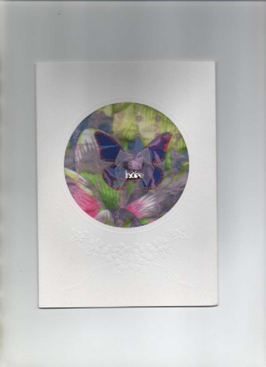 ChrissieCraft KAFFE FASSETT appliqued fabric embellished blank GREETINGS CARD