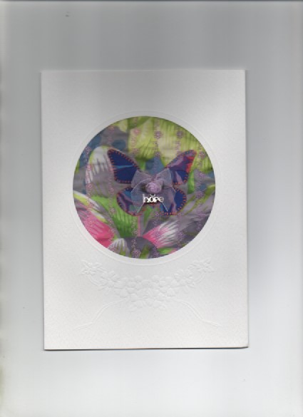 ChrissieCraft KAFFE FASSETT appliqued fabric embellished blank GREETINGS CARD