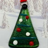 Handmade Fused Glass Xmas Tree Hanging Christmas Decoration 
