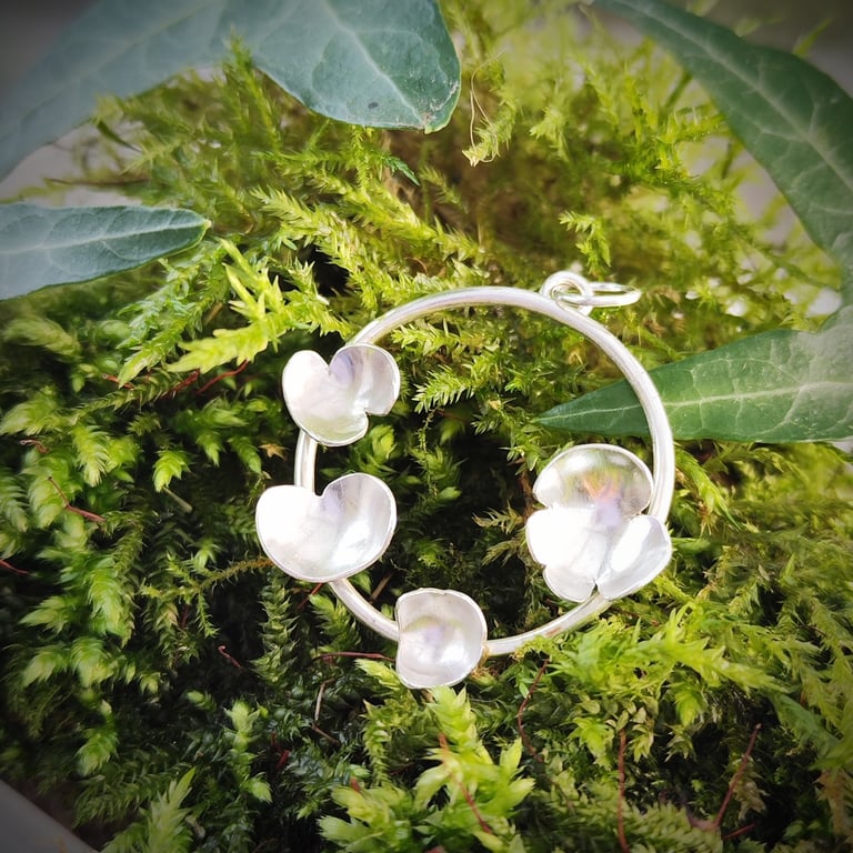 Poppy flower sterling silver pendant