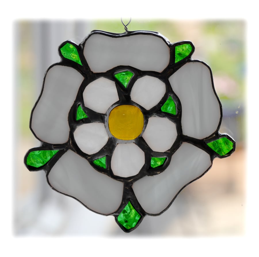 RESERVED Yorkshire Rose Suncatcher Stained Glass 039
