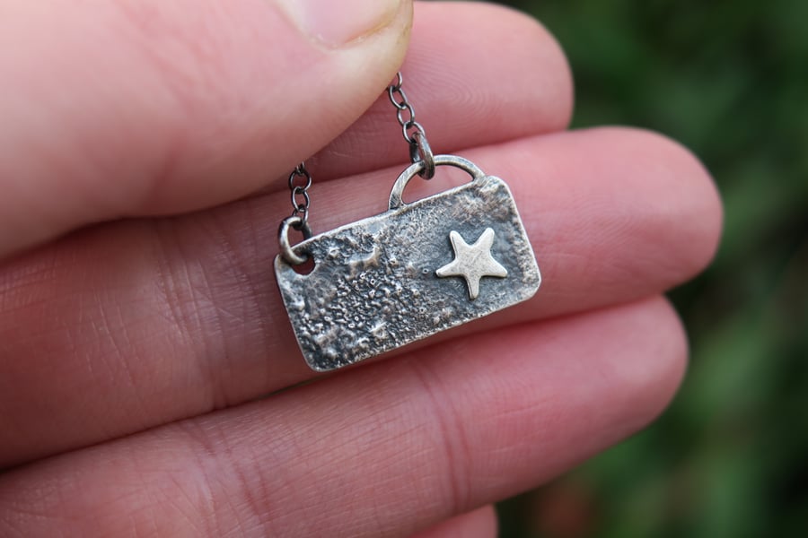 Raw Silver Star Pendant Necklace, Celestial Jewellery, Gift for Her 