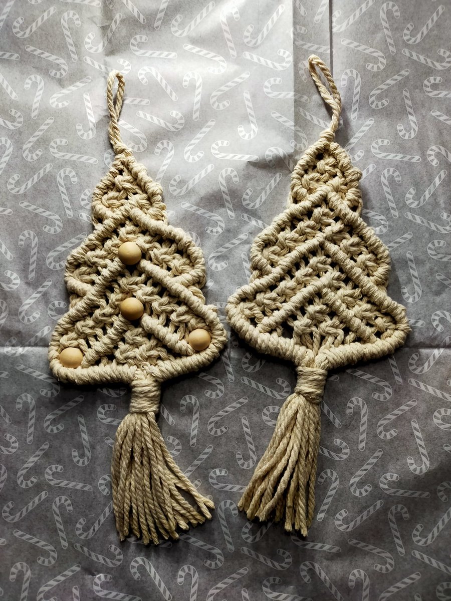 Macrame Christmas tree decoration set 