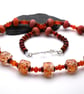 autumn lampwork glass and carnelian gemstone necklace