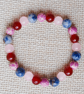 Ladies Red Jasper, Blue Tiger's Eye, and Rose Quartz Elastic Bead Bracelet