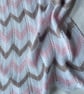 Pink, taupe and white striped baby blanket in 100% cotton  - Image 4
