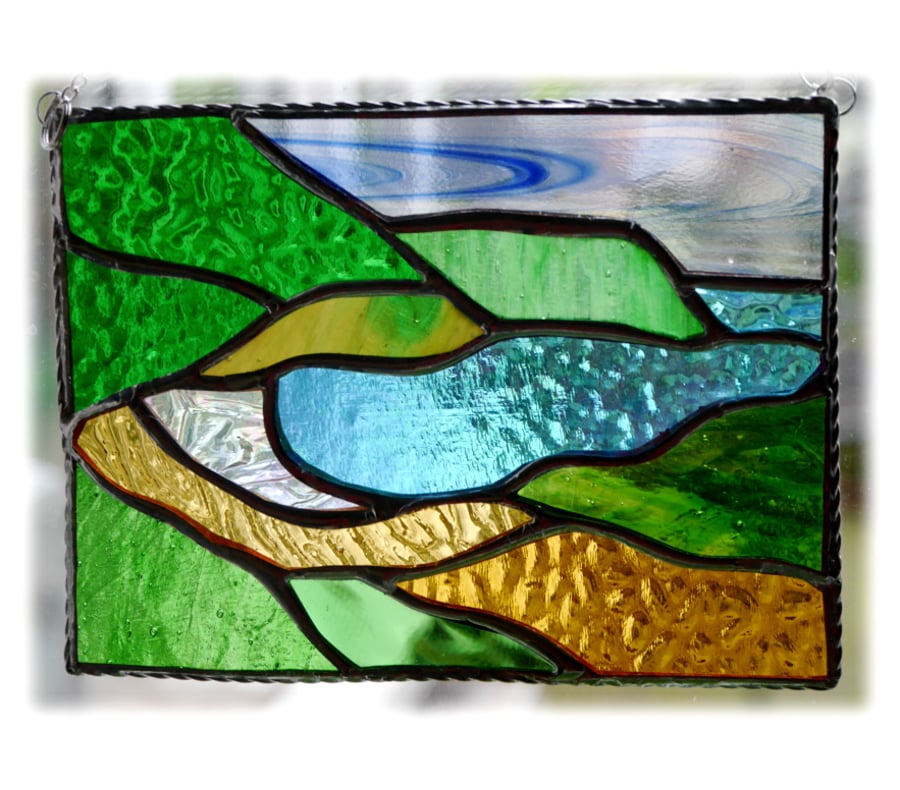 Seascape Cove Panel Stained Glass Picture Landscape 007