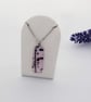 Handmade Light Pink and Black Fused Glass Pendant with Stainless Steel Chain - Image 5