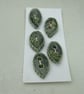 5 Small Leaf Shaped Forest Green Ceramic Buttons - Image 3