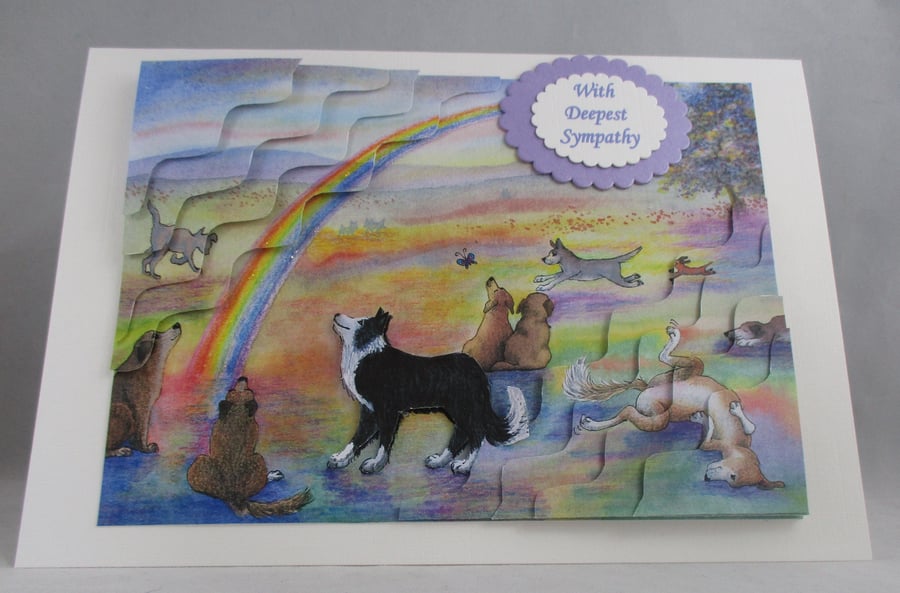 Sympathy Greeting Card for Loss of Pet Dog, 3D, Rainbow Bridge