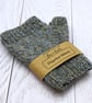 Hand Knitted Fingerless mittens - Grey Blue Marl - Small