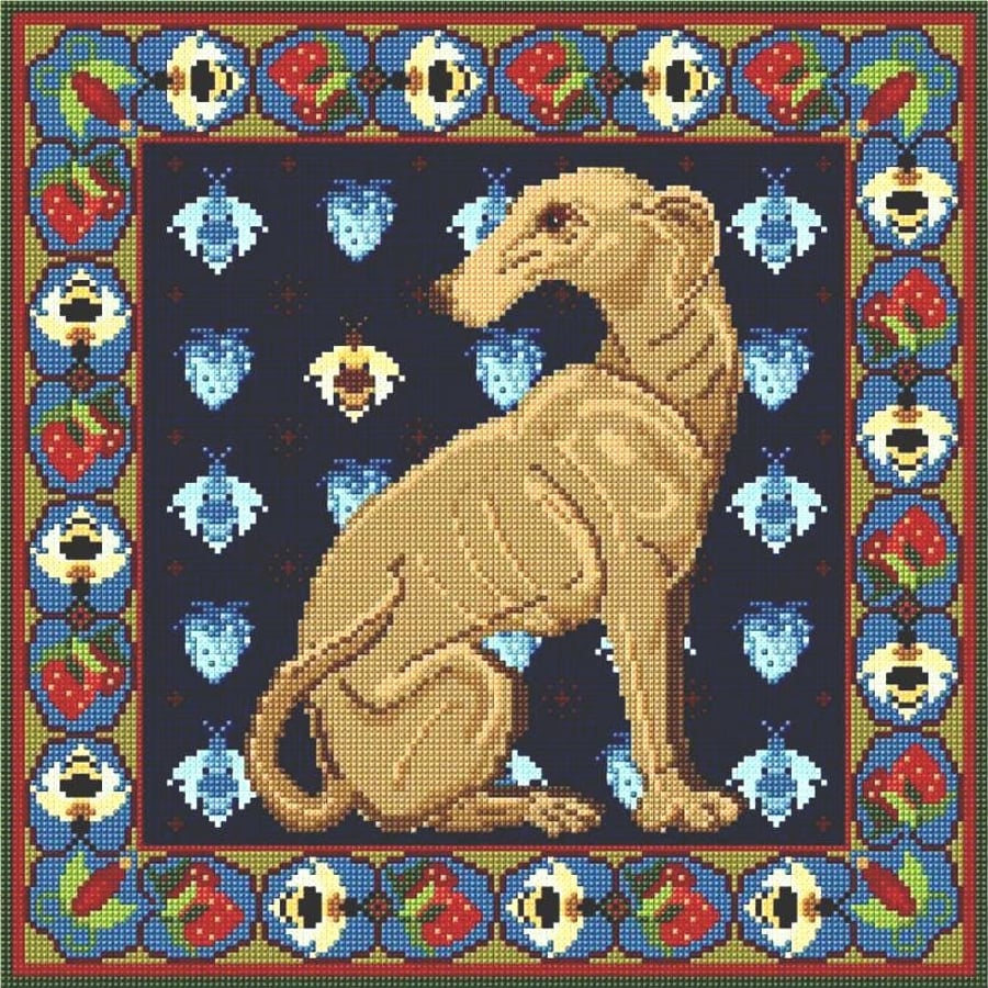 The Greyhound and The Bee Tapestry Kit, Counted Cross-stitch, Medieval Style 