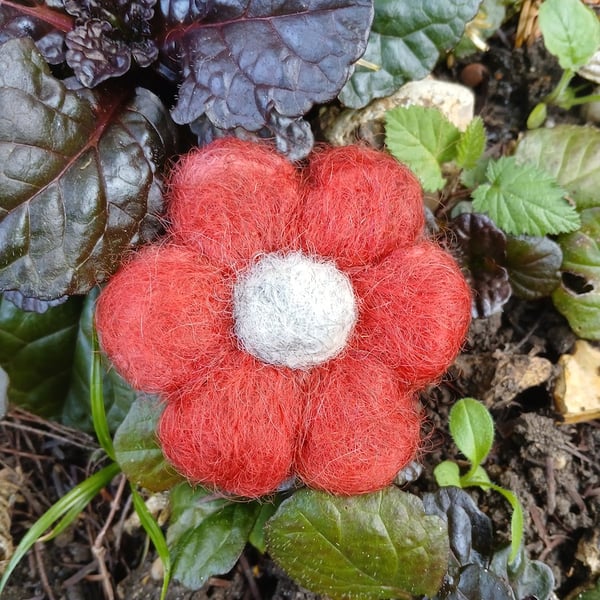 Red Flower Brooch