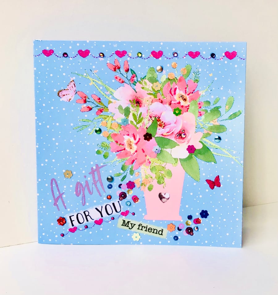 Friend Birthday Card,Greeting Card,Printed and Handfinished, Can Be Personalised