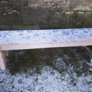 Beautiful antique teak 1920's original painted bench