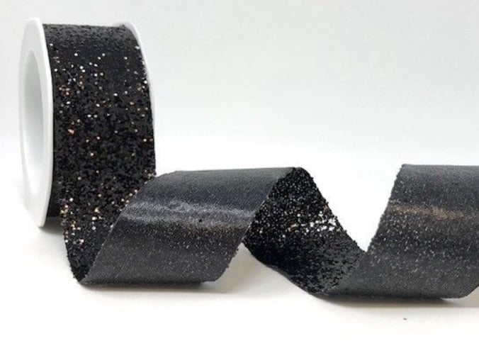Black sparkly Crystal glitter ribbon x 2 metres 