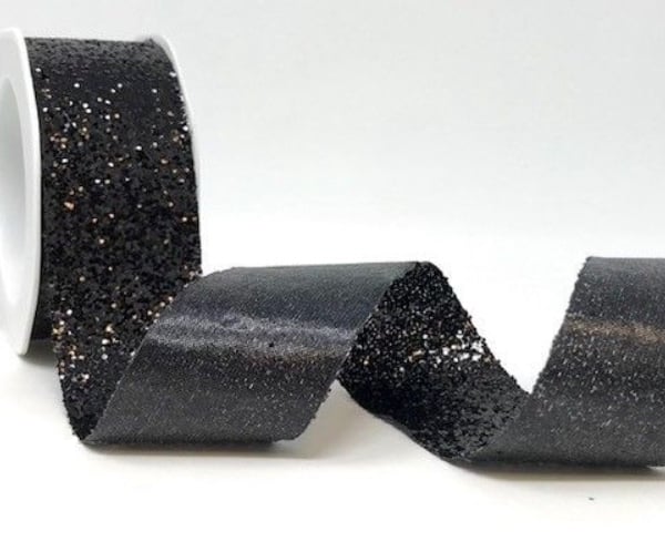 Black sparkly Crystal glitter ribbon x 2 metres 