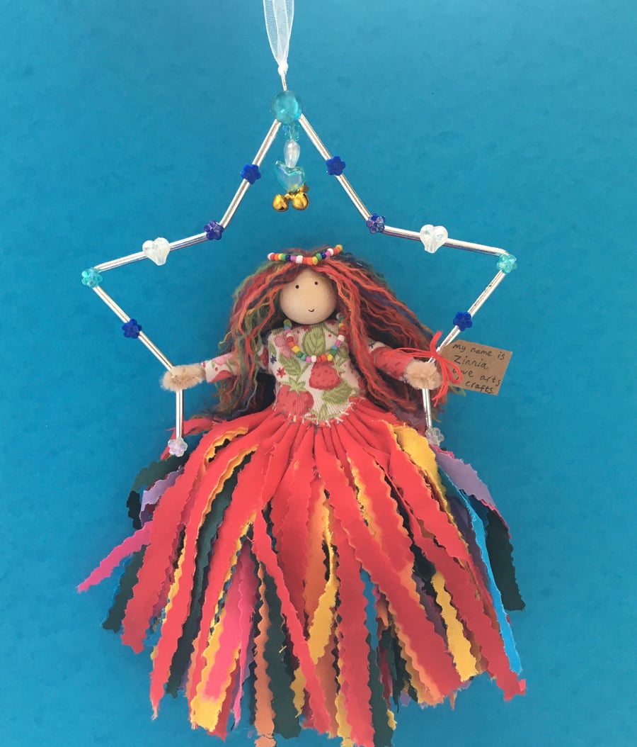 Rainbow Fairy Doll In A Star Hanging Decoration