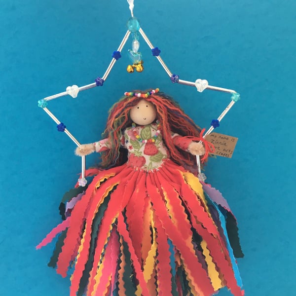 Rainbow Fairy Doll In A Star Hanging Decoration