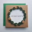 Quilled Wreath with Wooden Buttons Sympathy Card Size 5" x 5" 