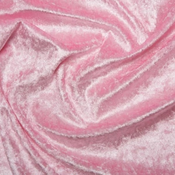 crushed velvet fabric material soft stretch baby pale pink 1 metre