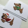 Pack of 2 dachshund Christmas  cards. Sausage dog cards. CC424