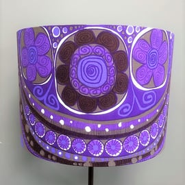 RARE Purple Scandi Nordic style 60s 70s Vintage Fabric Lampshade option 