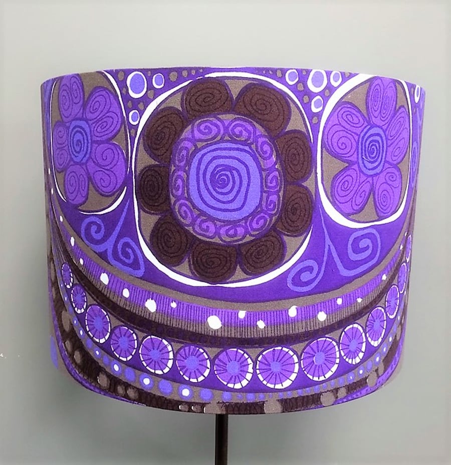 RARE Purple Scandi Nordic style 60s 70s Vintage Fabric Lampshade option 