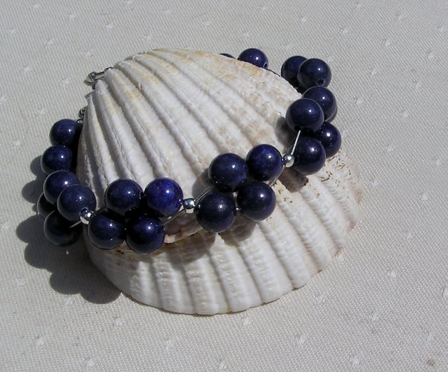 Lapis Lazuli Crystal Gemstone Beaded Chakra Bracelet "Bluebell Glade"