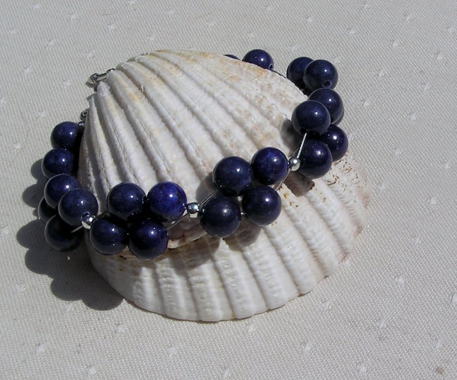 Lapis Lazuli Crystal Gemstone Beaded Chakra Bracelet "Bluebell Glade"