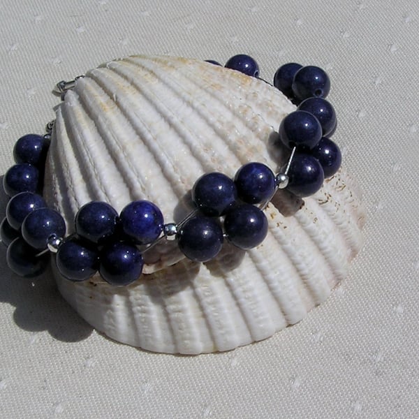 Lapis Lazuli Crystal Gemstone Beaded Chakra Bracelet "Bluebell Glade"