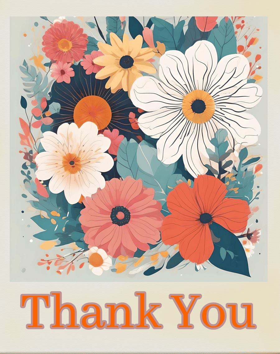 Thank You Flowers Greeting Card A5