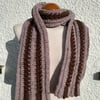Two browns wheat stitch crochet unisex scarf
