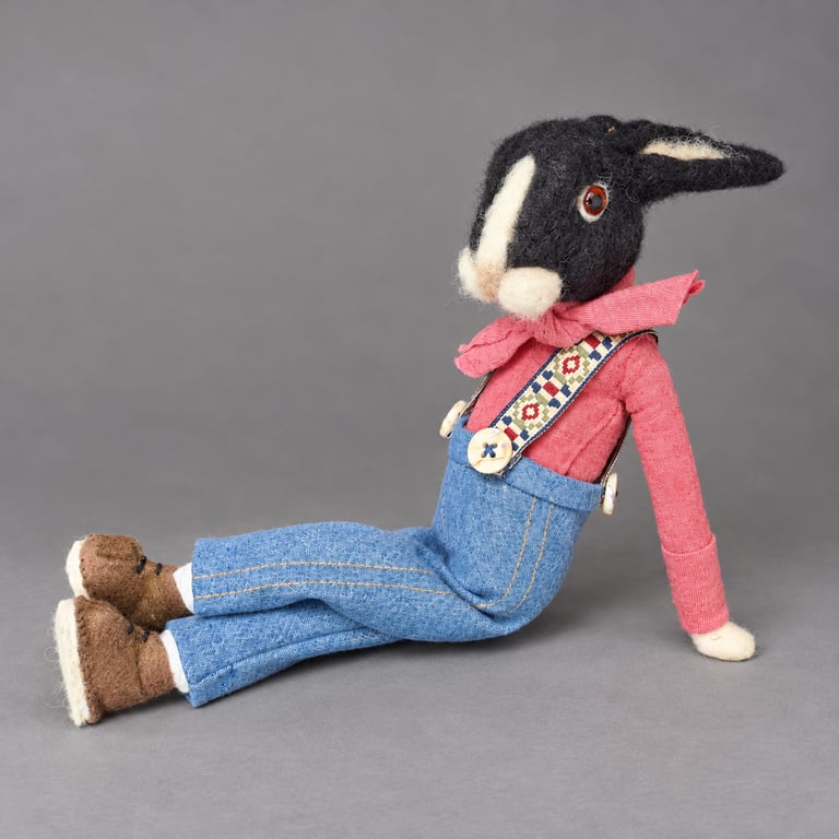 Needle felted Dutch Rabbit. 'Just Chilling'