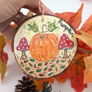 Pumpkin hand-painted log slice decoration