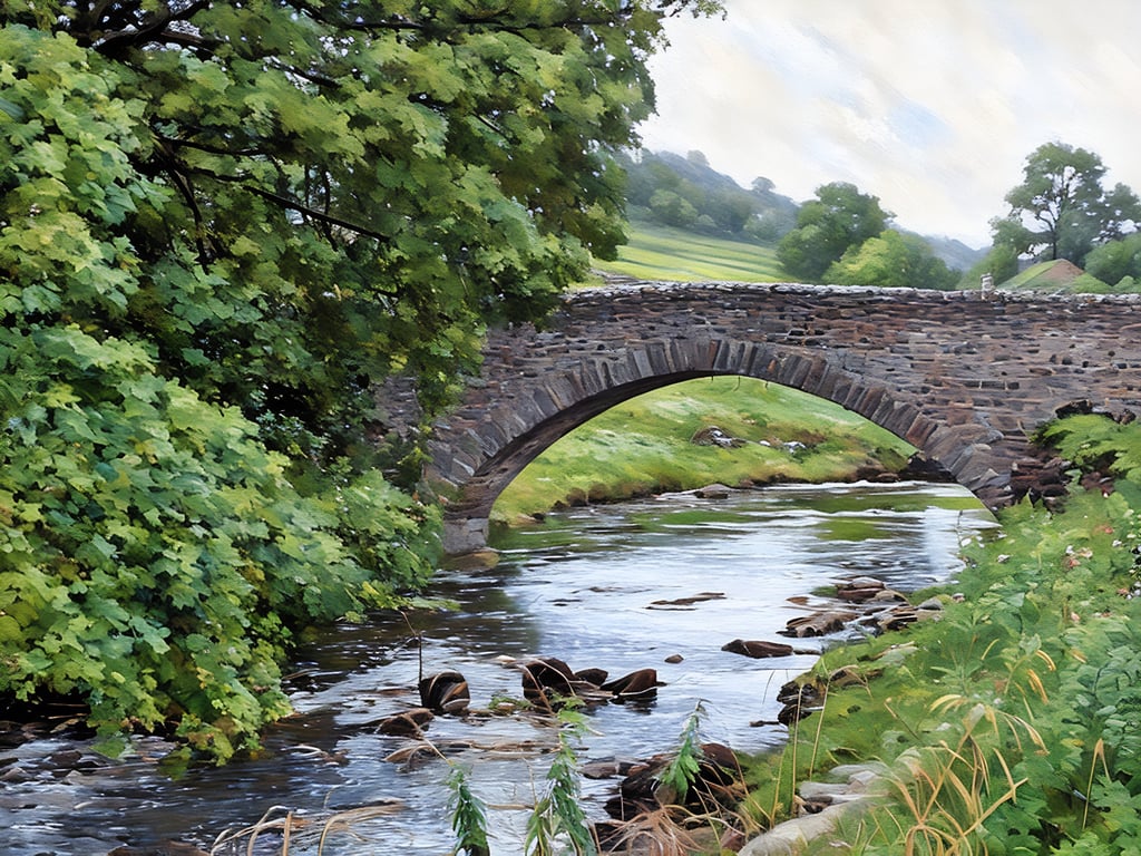 Yorkshire Dales Greeting Card Stone Bridge 