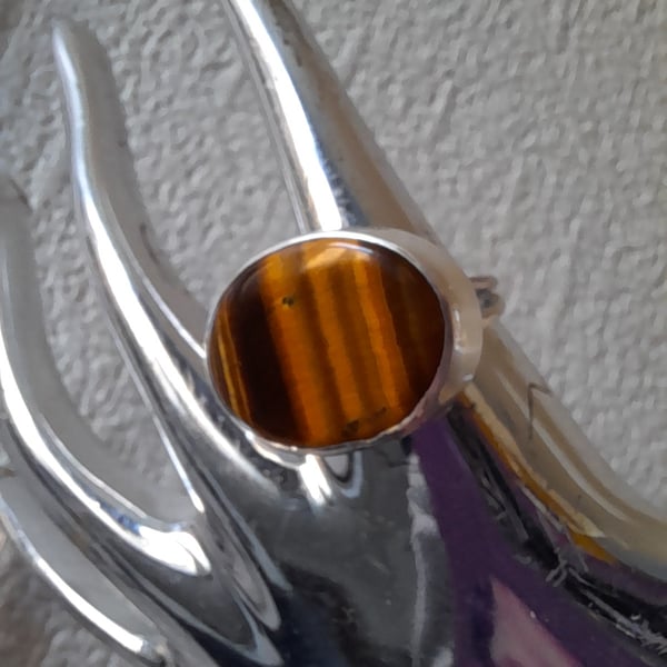 Recycled Silver and Tigers Eye Stone Ring