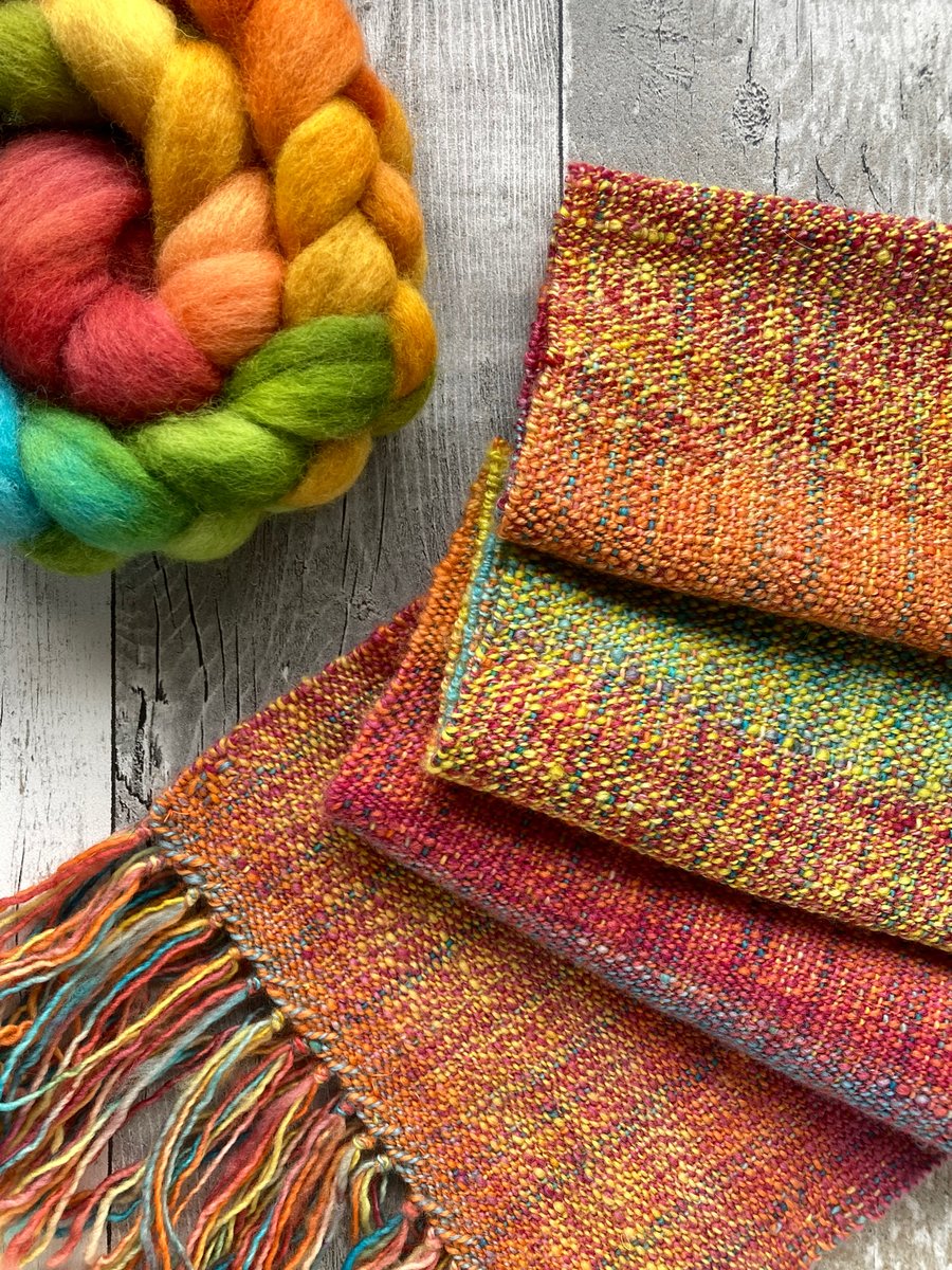 Hand dyed, spun and woven scarf Tuscany