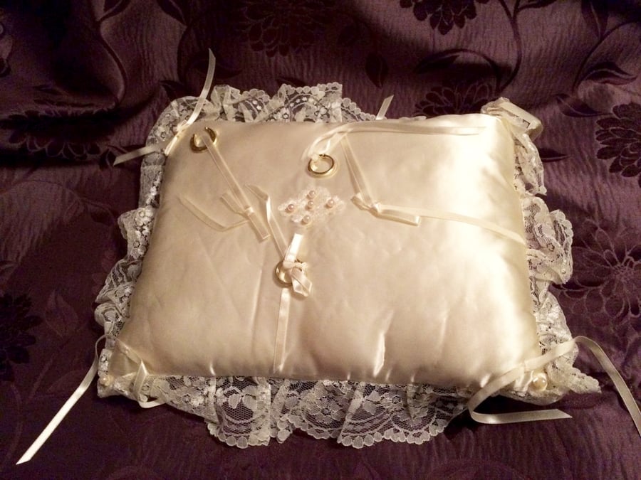 Small Satin Wedding ring pillow 