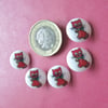 Cartoon Kitten, Cat Buttons, 5x 15mm