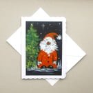 hand painted santa acrylic Christmas card ( ref F 653 B4 )